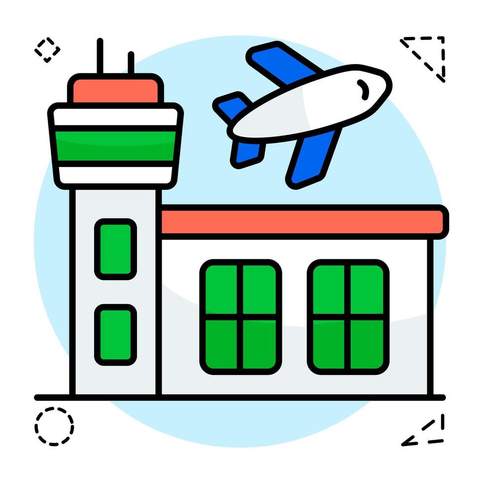 Premium Flat Circular icon of airport vector