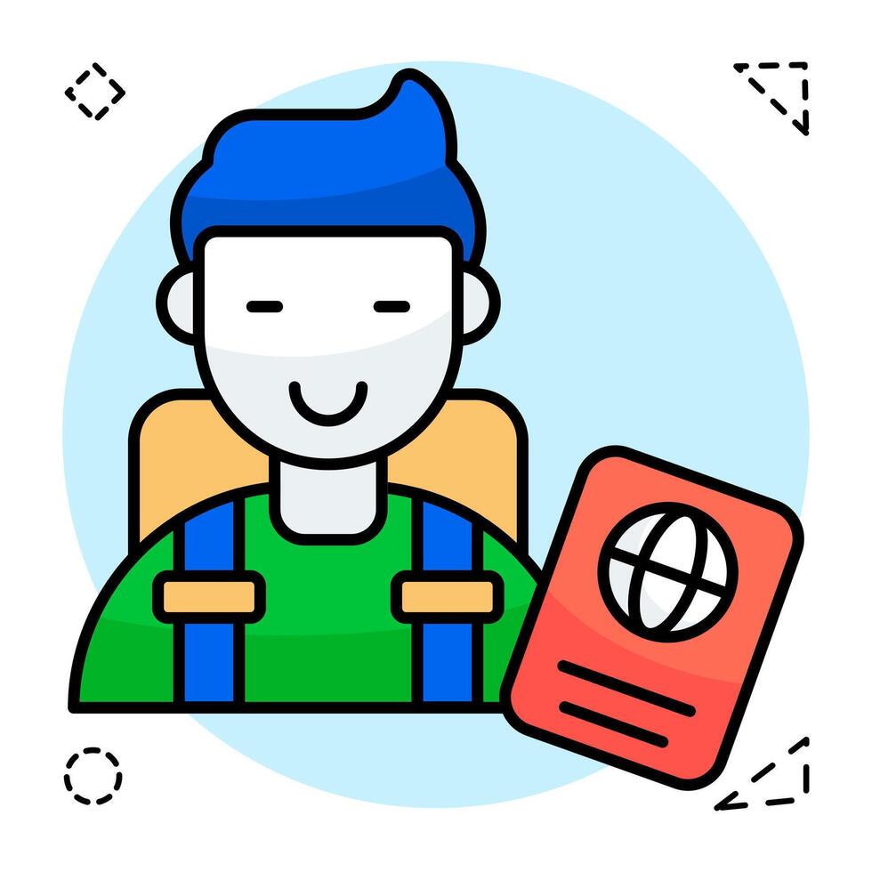 A Flat Circular design icon of traveler vector