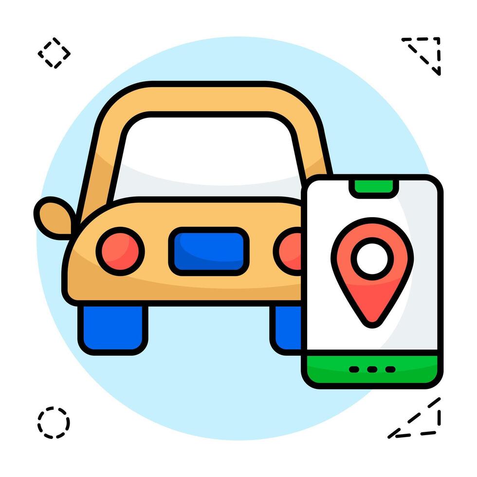 Creative Flat Circular design icon of car location vector