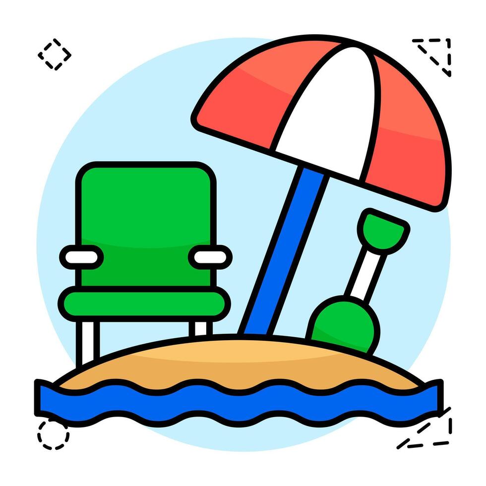 Modern Flat Circular design icon of deck chair vector