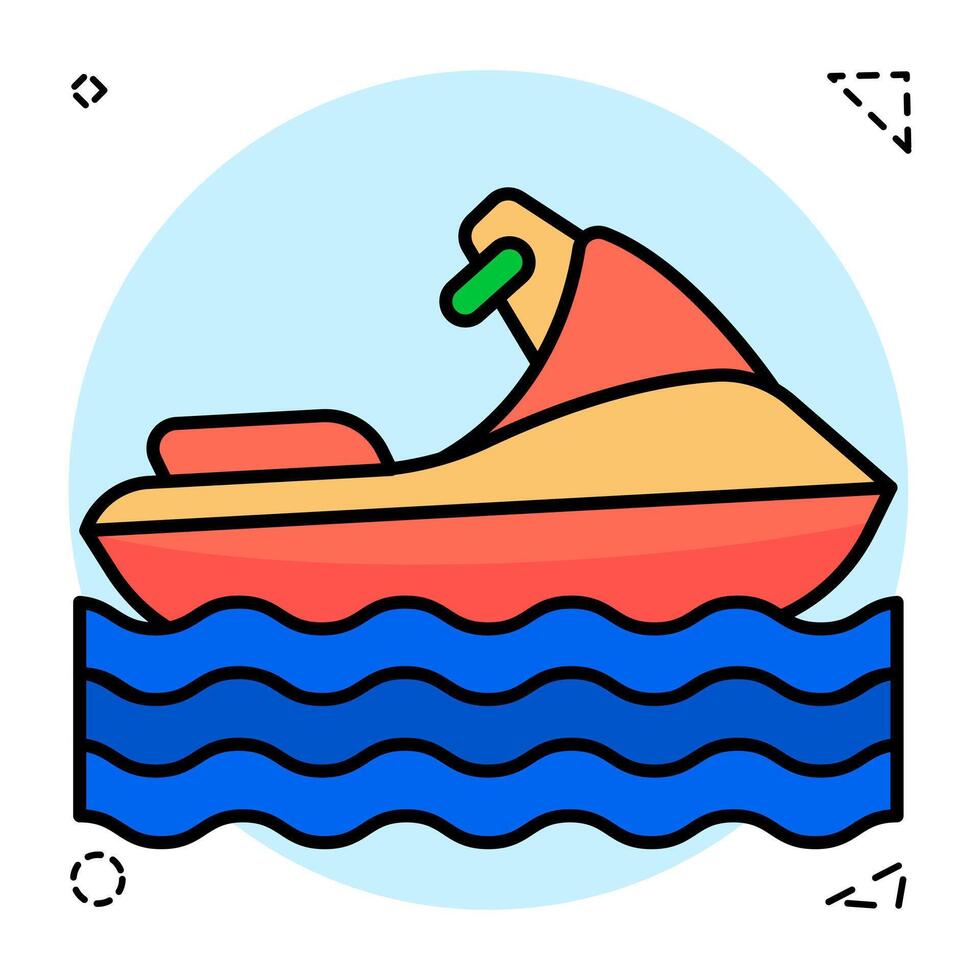 A Flat Circular design icon of jet ski vectors