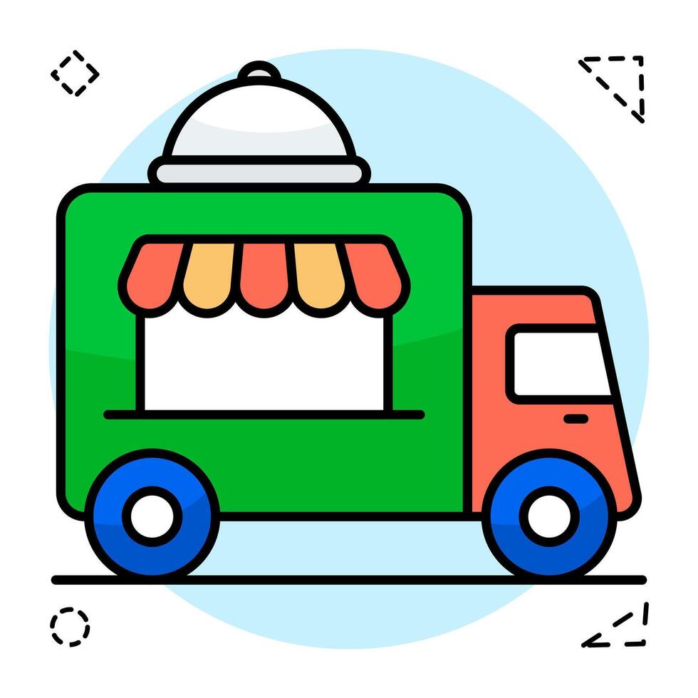 Modern design Flat Circular icon of food van vector