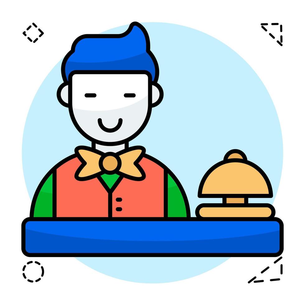 Waiter character, editable Flat Circular vectors