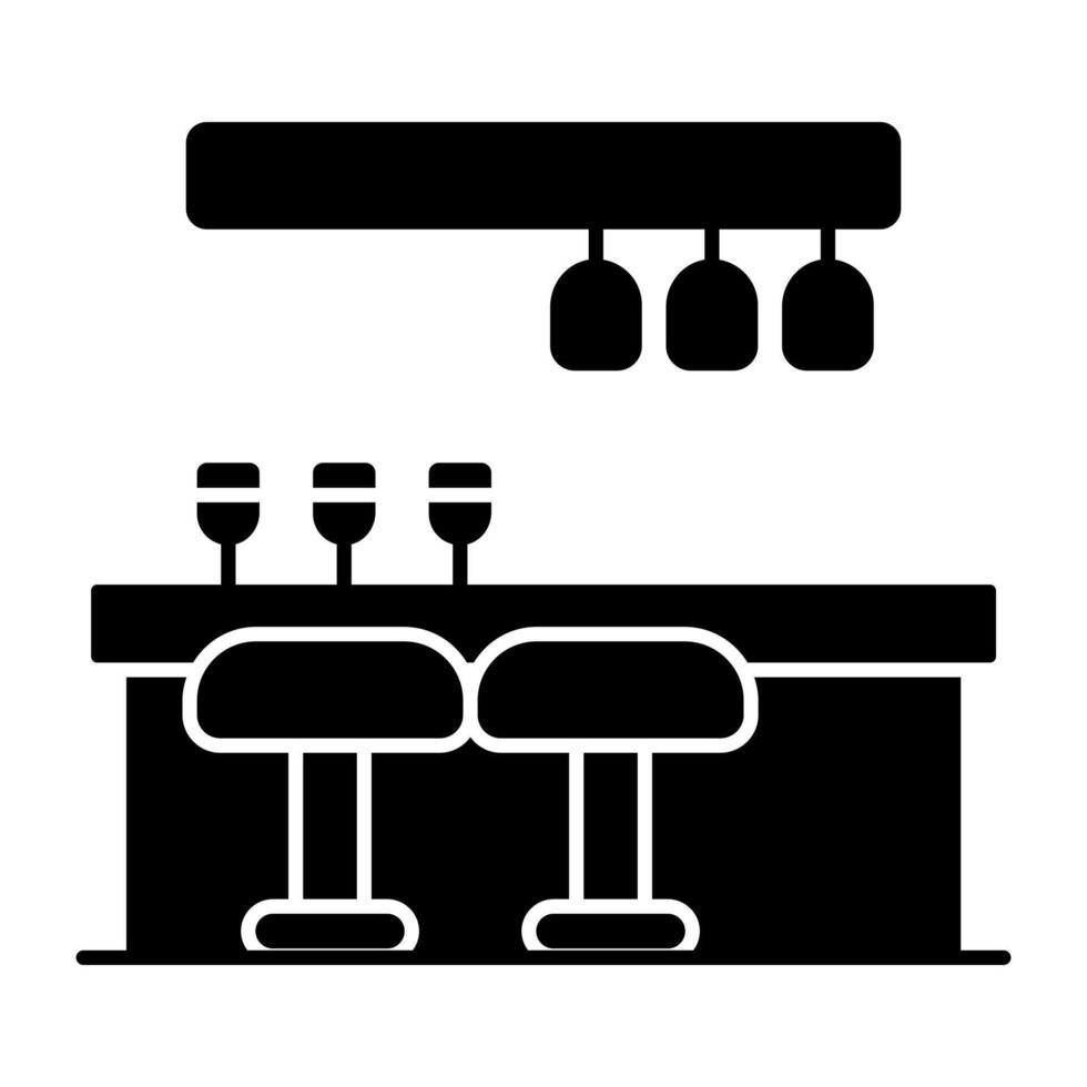 Premium Soild icon of bar counter vector