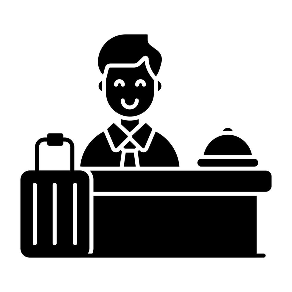 A Soild icon of hotel reception vector