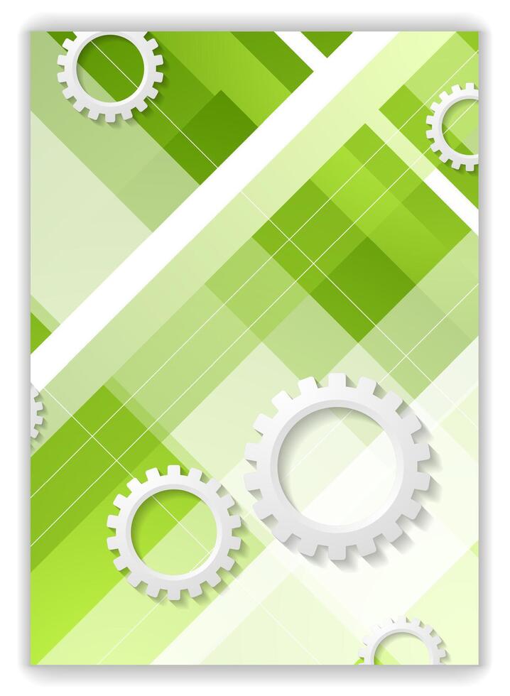 Abstract green hi-tech minimal background with gears vector