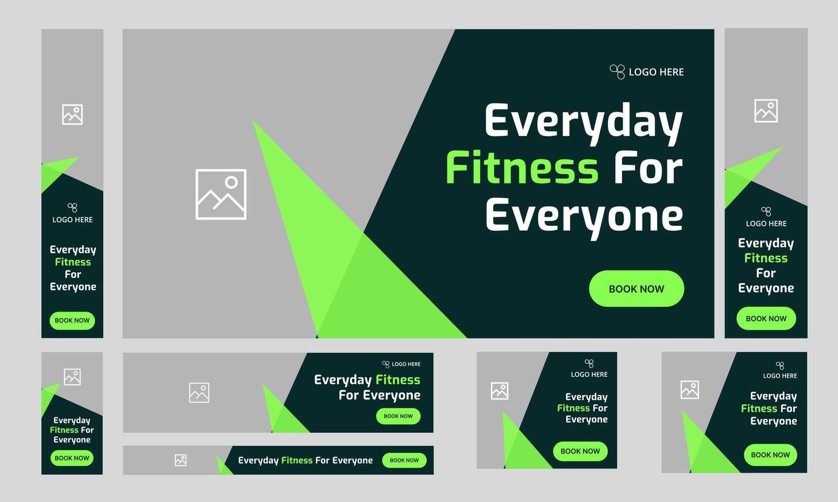Body fitness set of web banner template for social media posts, daily exercise training web bundle banner design, editable eps 10 file format vector