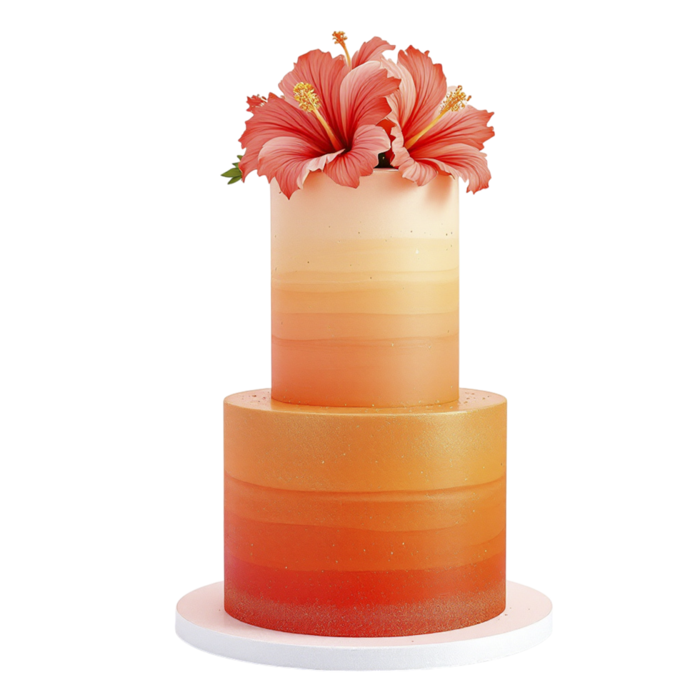 A three tiered cake with orange and red flowers png