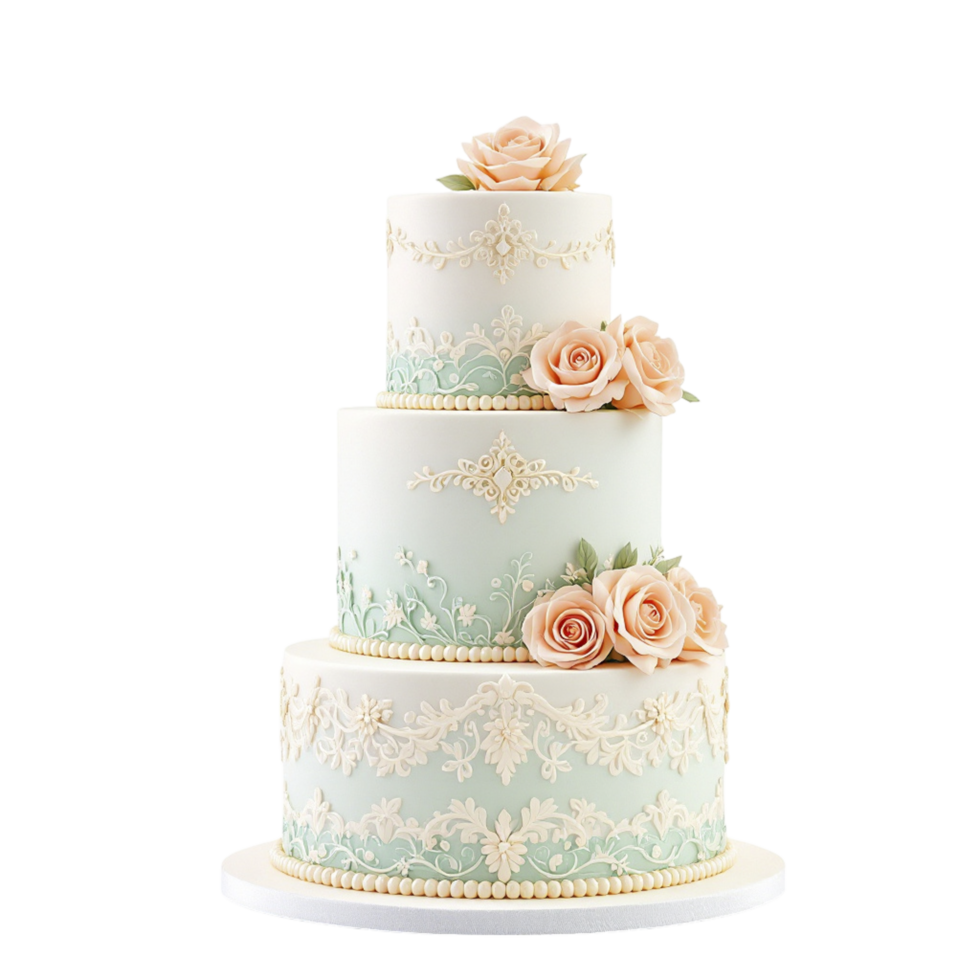 A three tiered cake with roses on top png