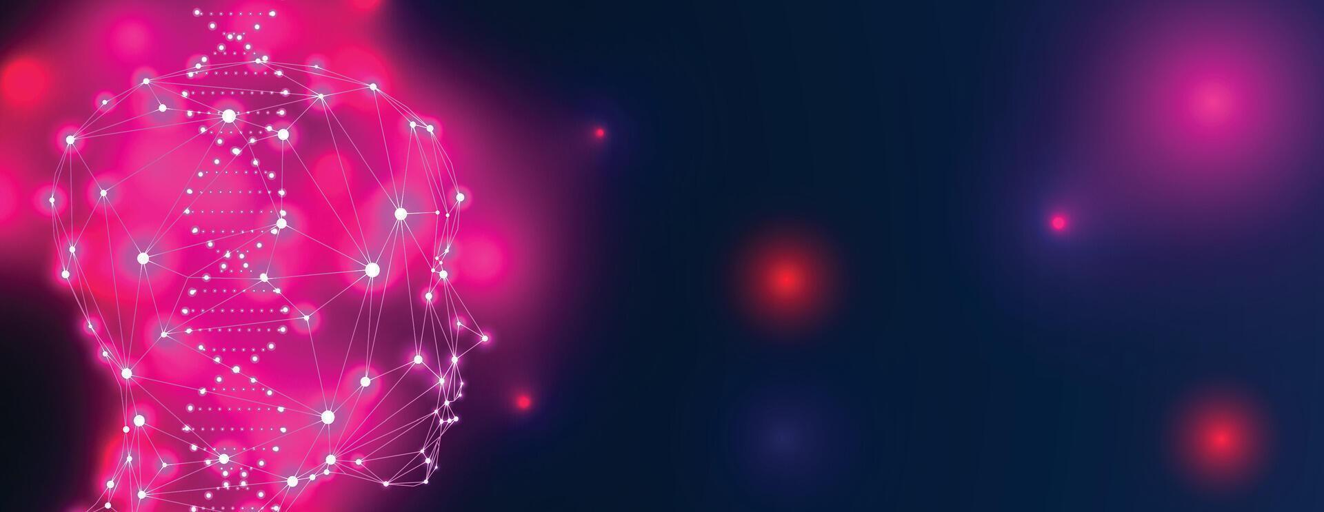 abstract dna structure with glowing dots on dark background vector