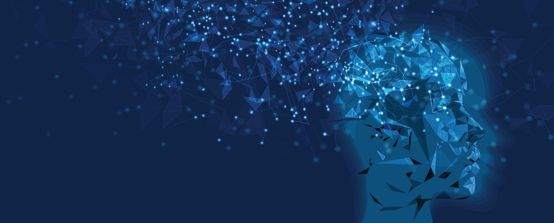a blue image of a man's head with water coming out of it vector