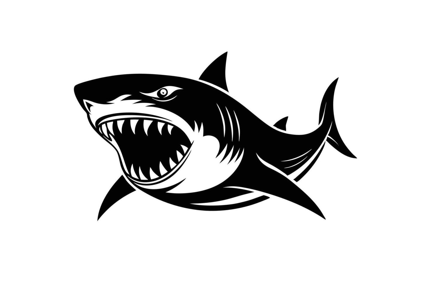 Angry shark Silhouette illustration vector
