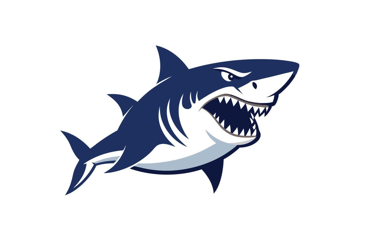 funny shark silhouette on white background vector