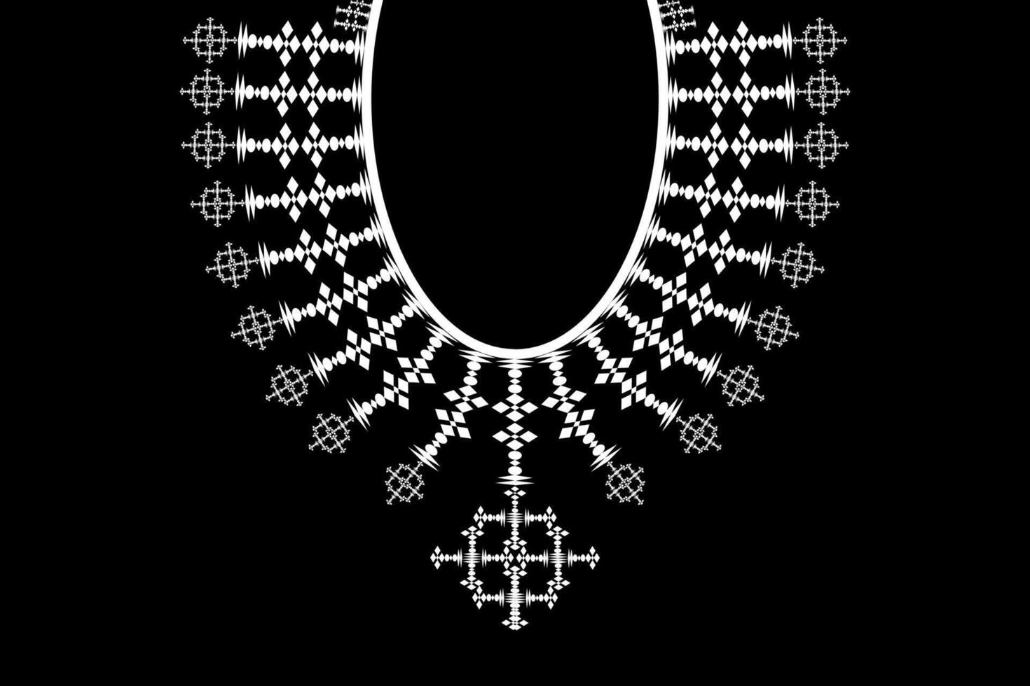 White diamond shape ethnic striped,fine art neckline design vector