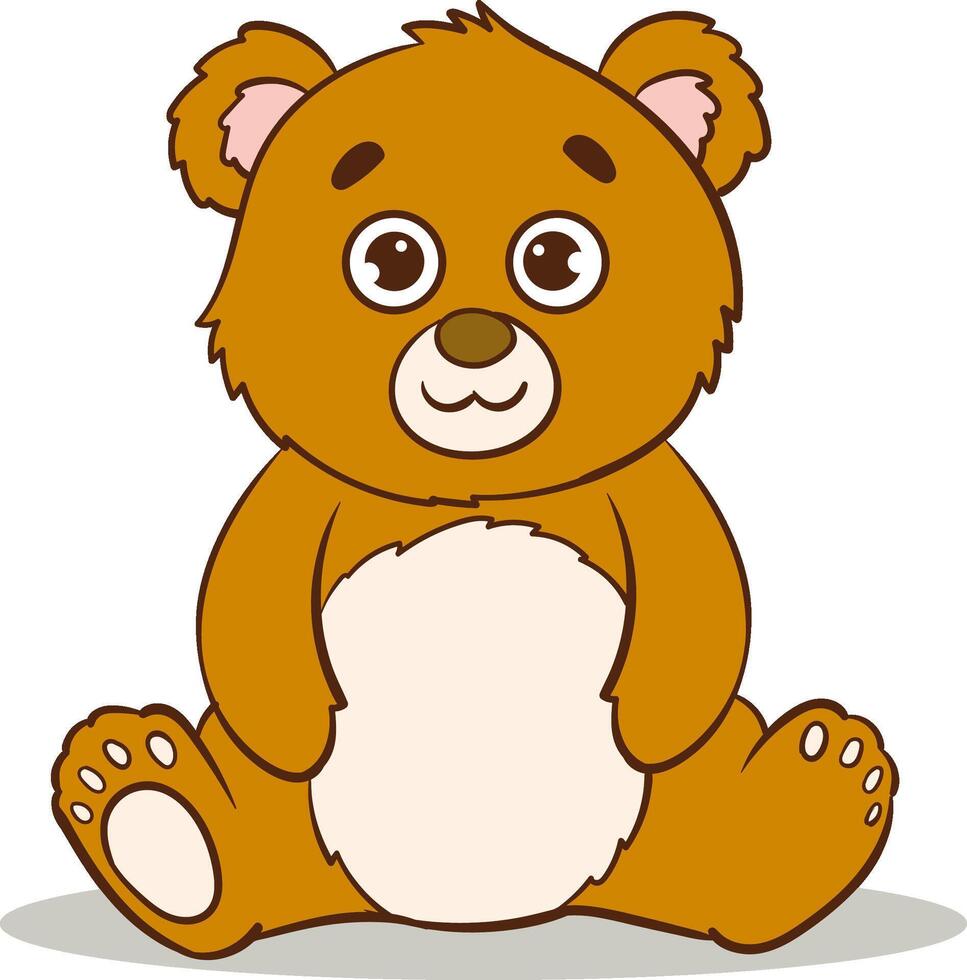 illustration of a teddy bear sitting on the floor and smiling vector