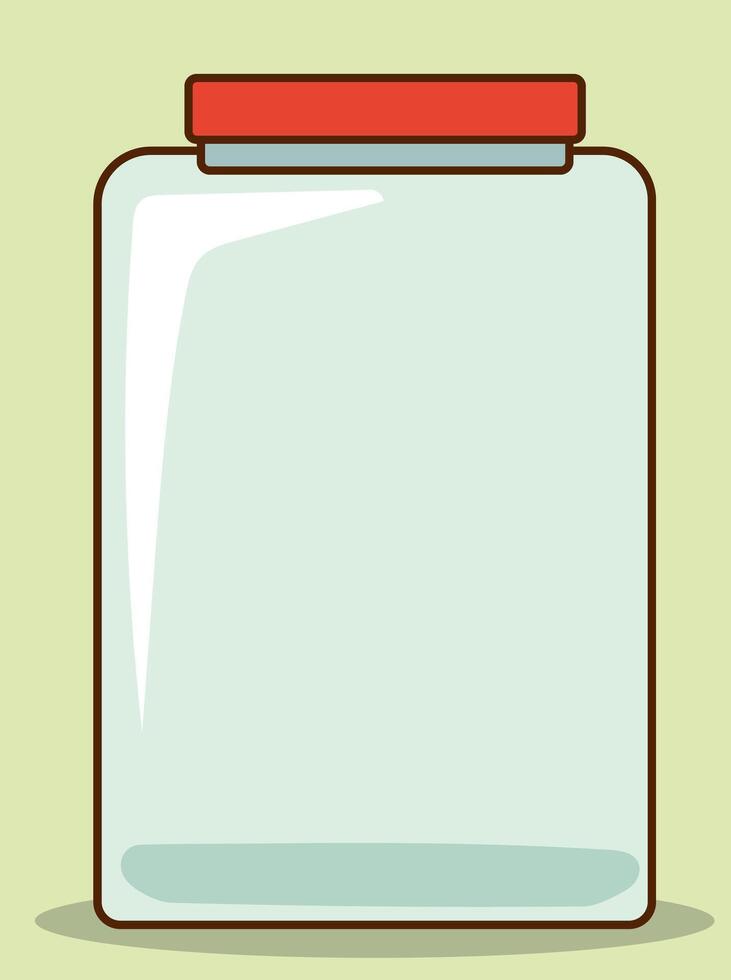 Glass jar with plastic lid illustration. Cartoon isolated empty transparent packaging, storage container for bulk food in home kitchen vector