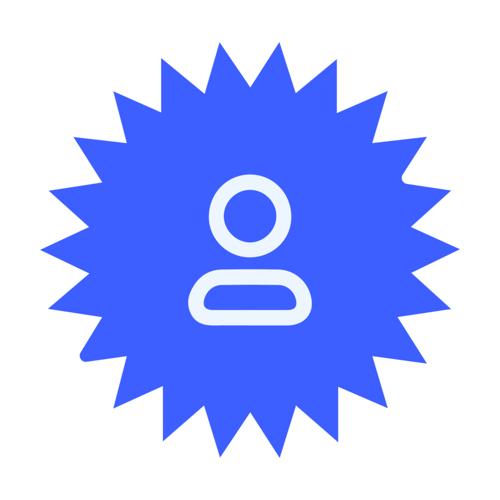 blue star with a person in the center flat png