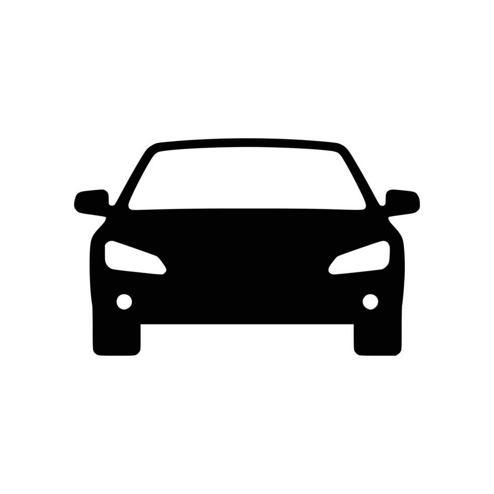 Car front graphic. Outline symbol. Vehicle sign. Auto, perspective, parking, travel idea. Simple silhouette illustration. Icon representation. vector