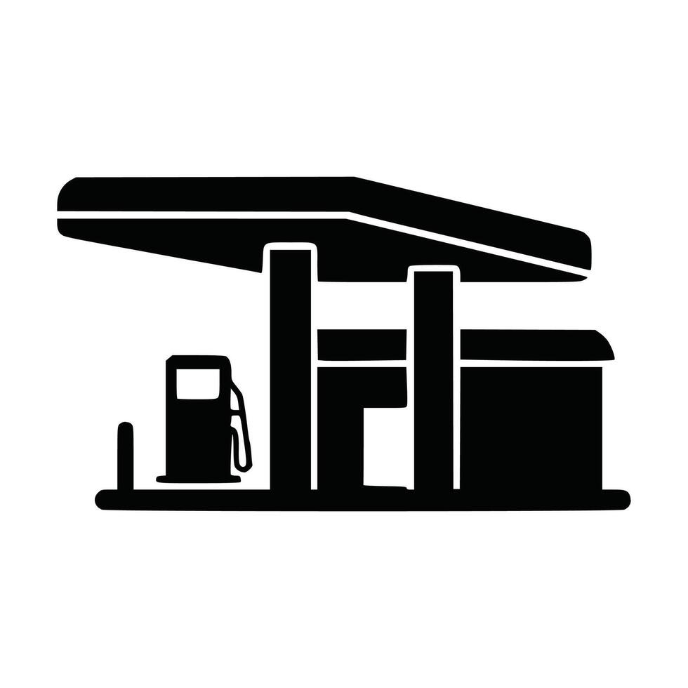 Gas station emblem. Black outline. Viewed from the front. Simple flat graphic representation. vector