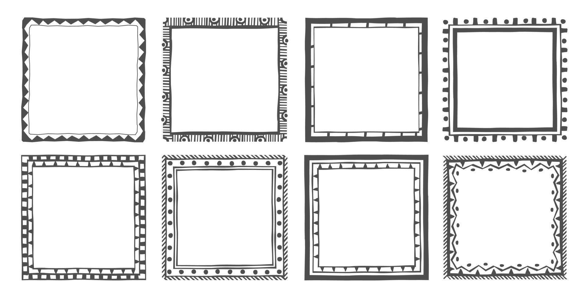 Hand drawn decorative geometric frames vector