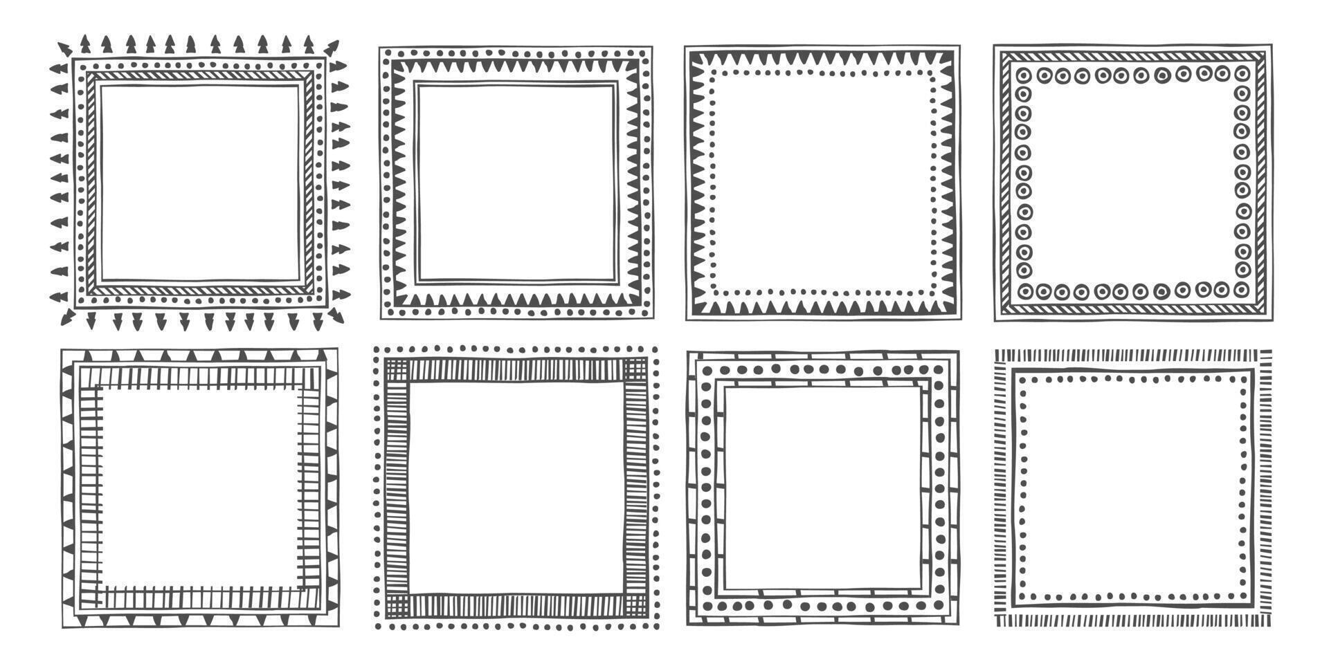 Decorative hand drawn doodle frames vector