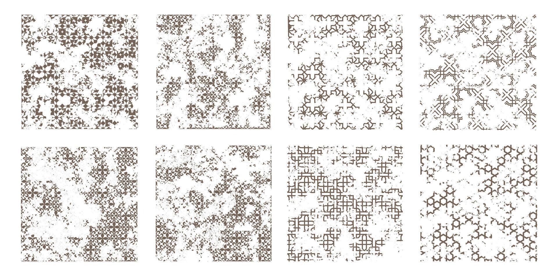 Monochrome grunge rough texture patterns vector