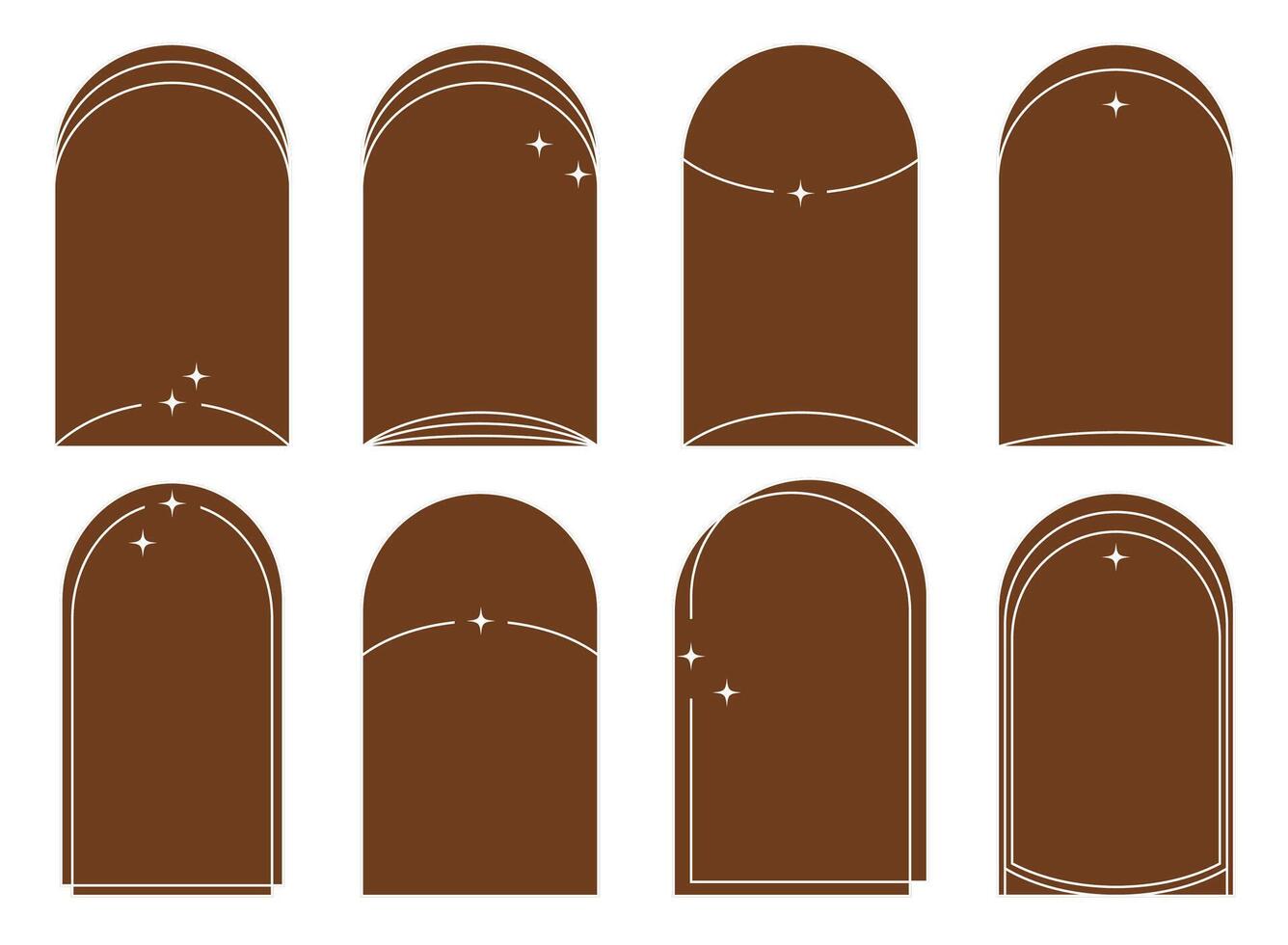 Aesthetic white brown frames with stars vector