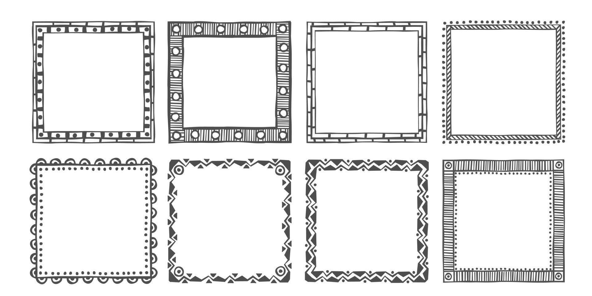 Decorative geometric hand drawn doodle frames vector