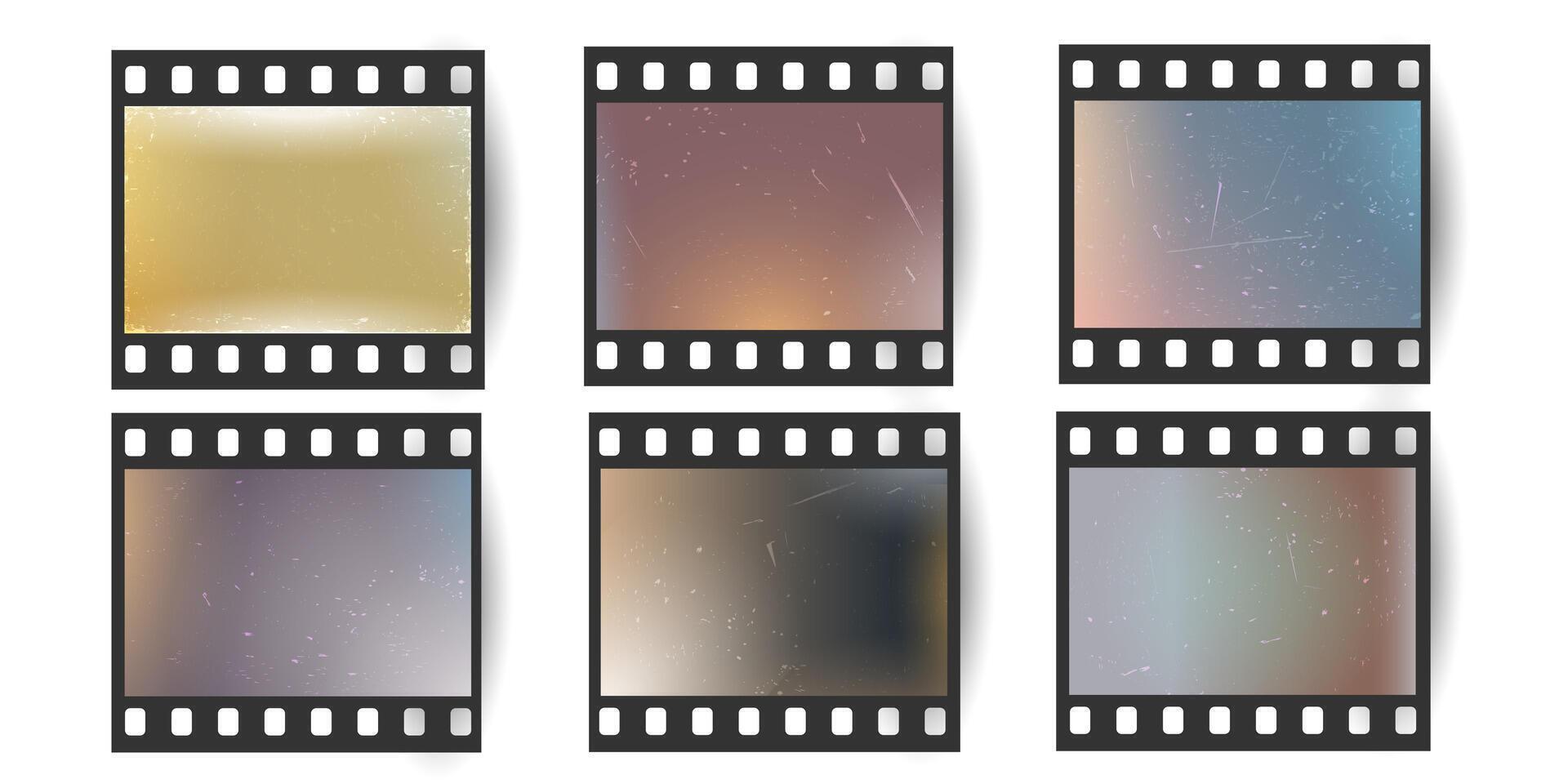 Old grunge realistic vintage retro 35 mm film frame,distressed vector