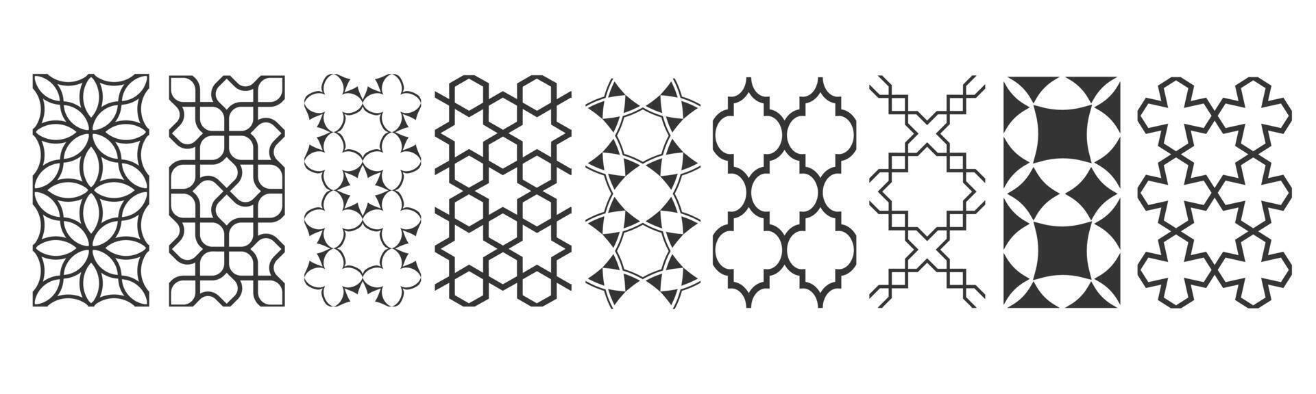 Monochrome Arabic seamless patterns, set vector