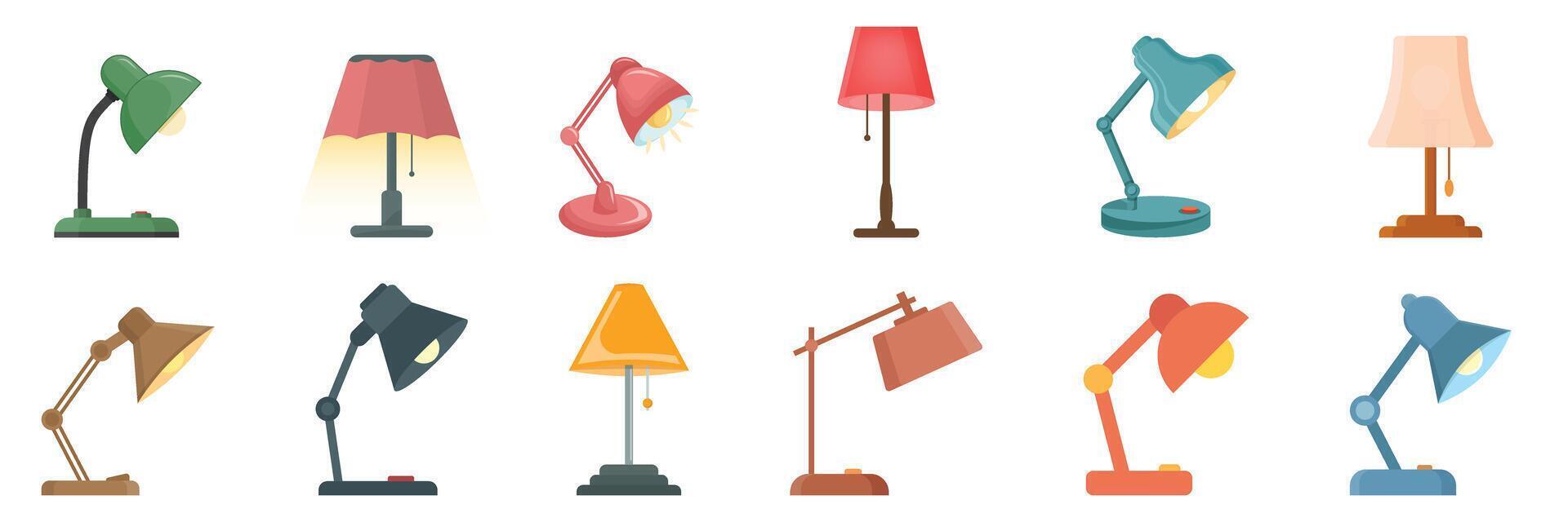 A set of different lamps and lamps on a white background vector