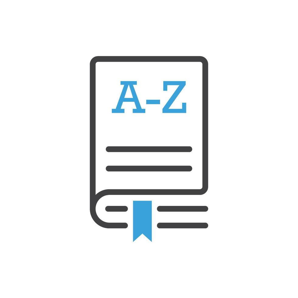 A book with the letter a and a blue arrow vector