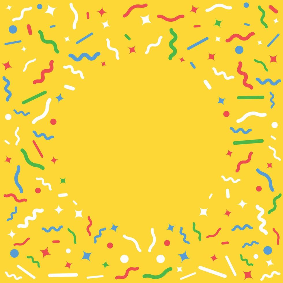 A yellow background with confetti and stars vector