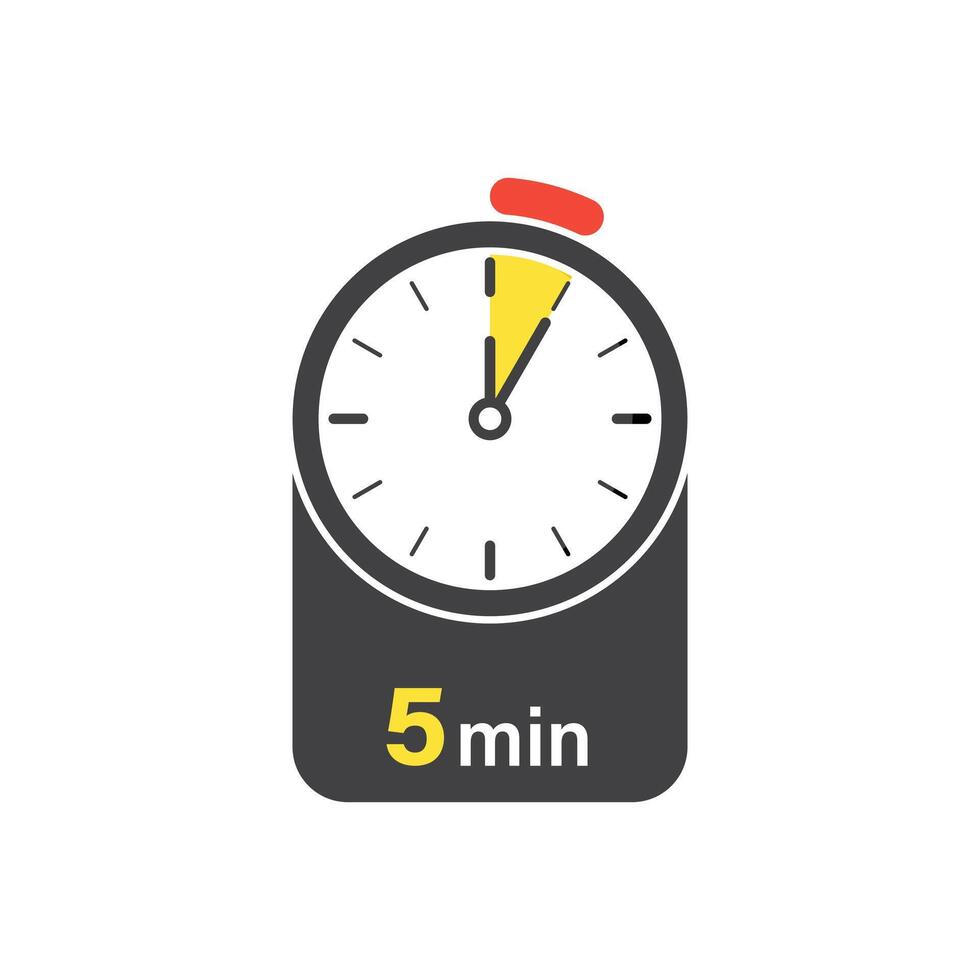 A clock with the word 5 minutes on it vector