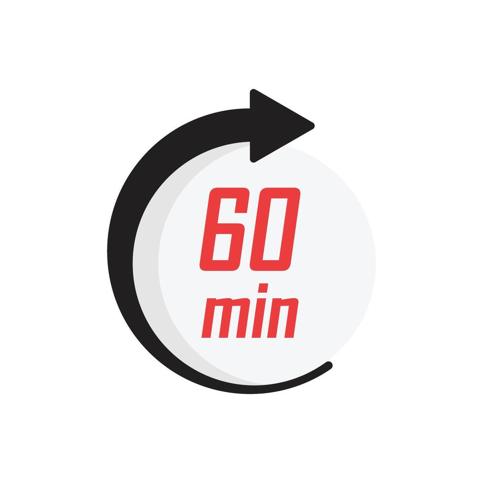60 minute clock icon, illustration vector