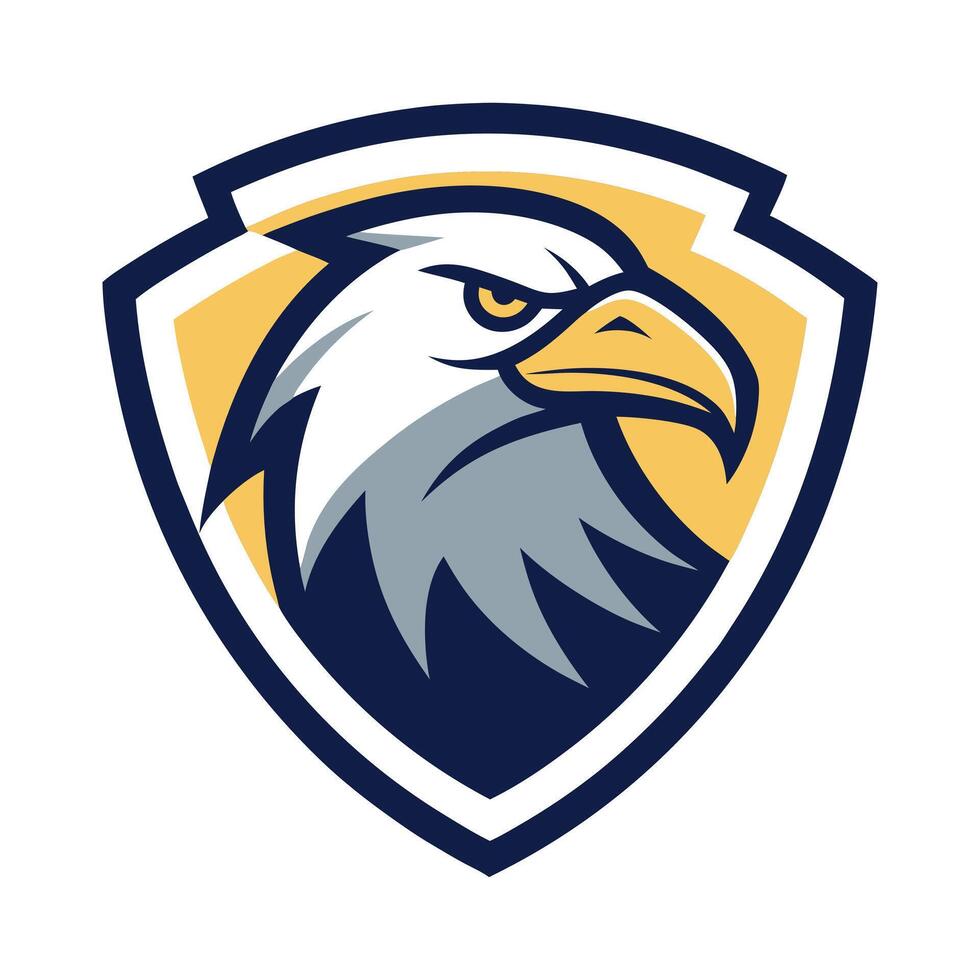 Detailed of Eagle Head Inside Shield Shape with White Background vector