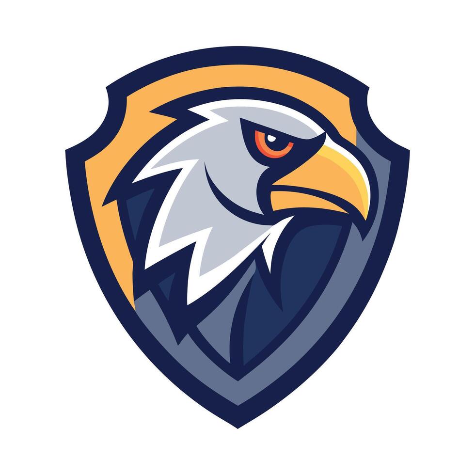 Fierce Eagle Head Mascot on Shield Badge Emblem Logo With Transparent Background vector