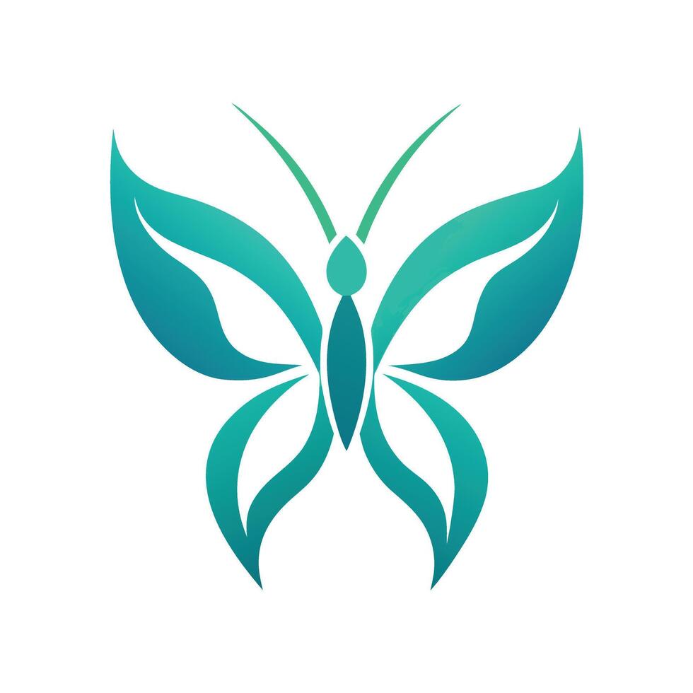 Leaf Butterfly in Teal Gradient Isolated on White Background Design vector