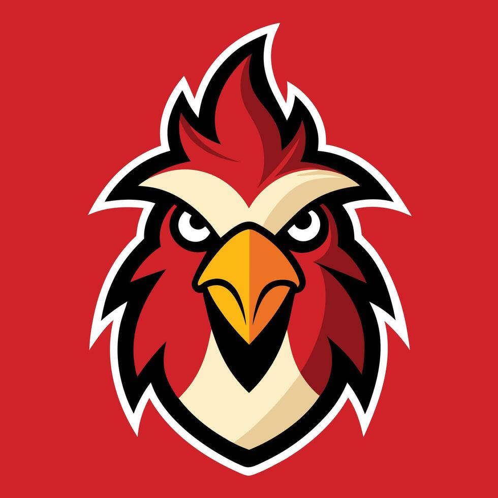 Aggressive Eagle Head with Red Background and Fiery Style Mascot Design vector