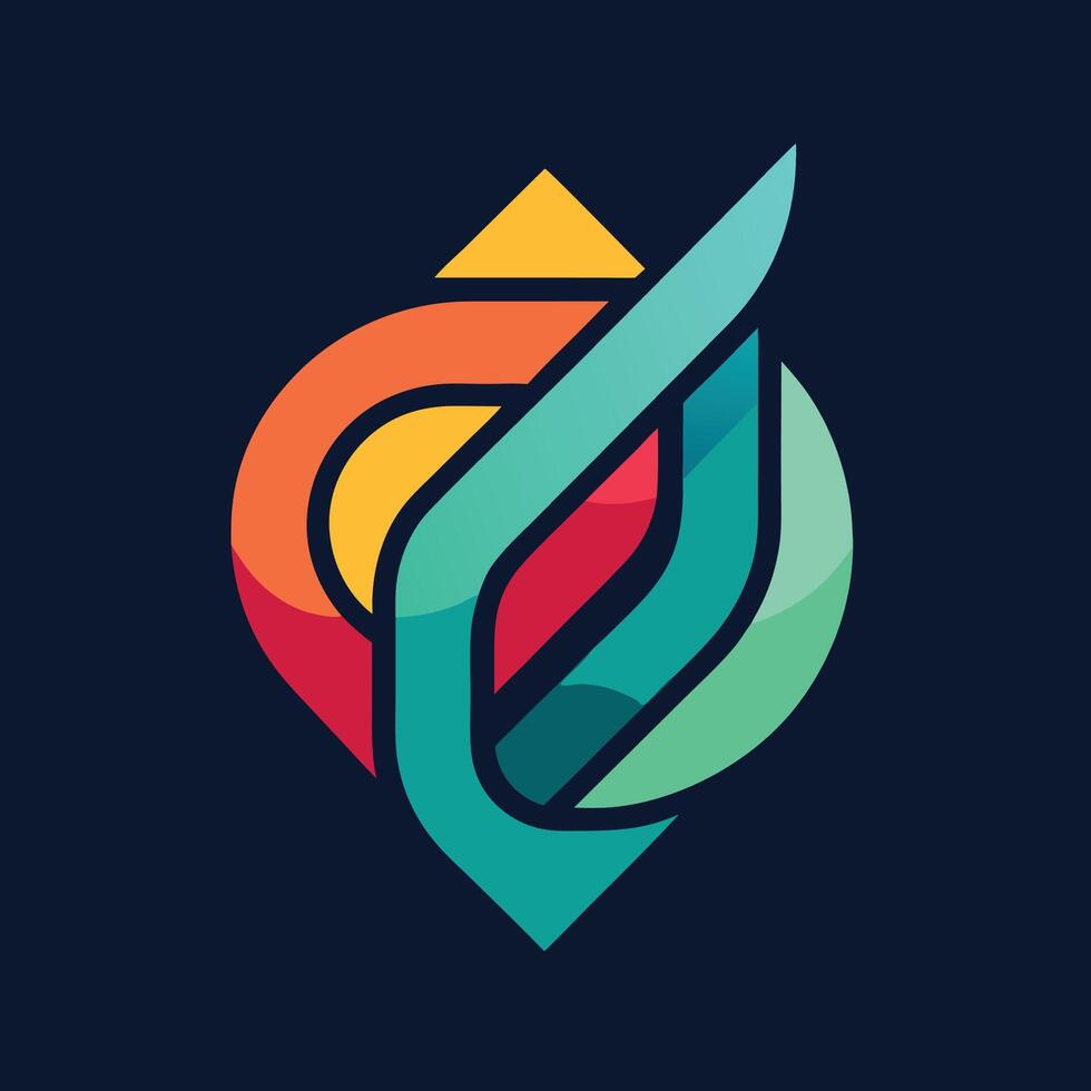 Abstract Colorful Shape Art with Creative Geometric Design on Dark Blue vector