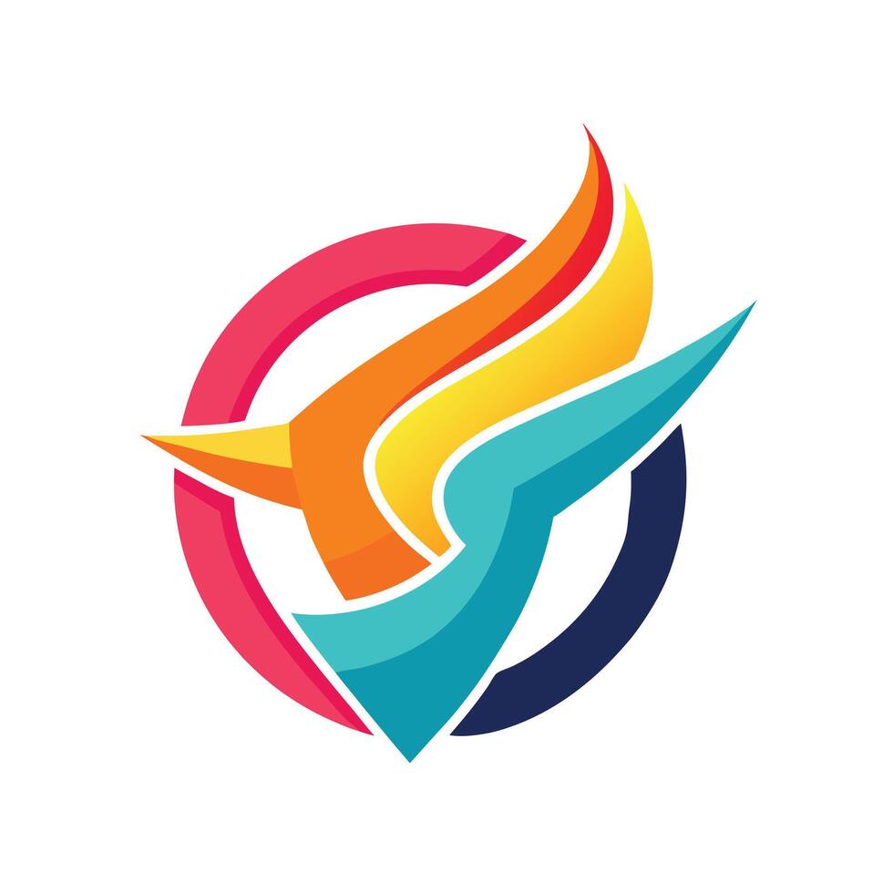 Modern Colorful Abstract Logo with Circular Geometric Shapes Design on White vector