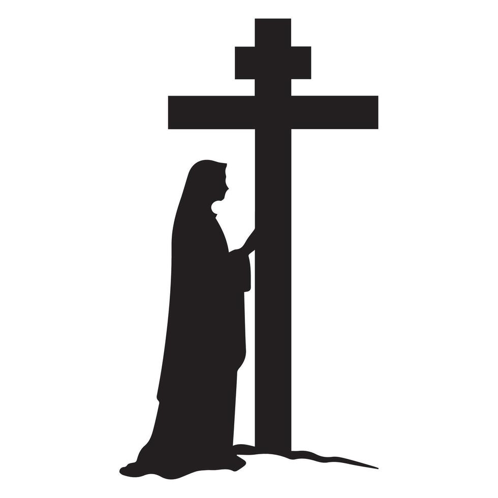 Virgin Mary Holding a Cross vector