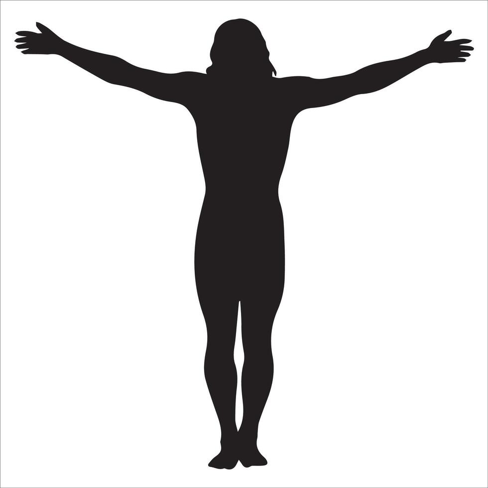 Religious Jesus with Two Hands Raised Silhouette vector