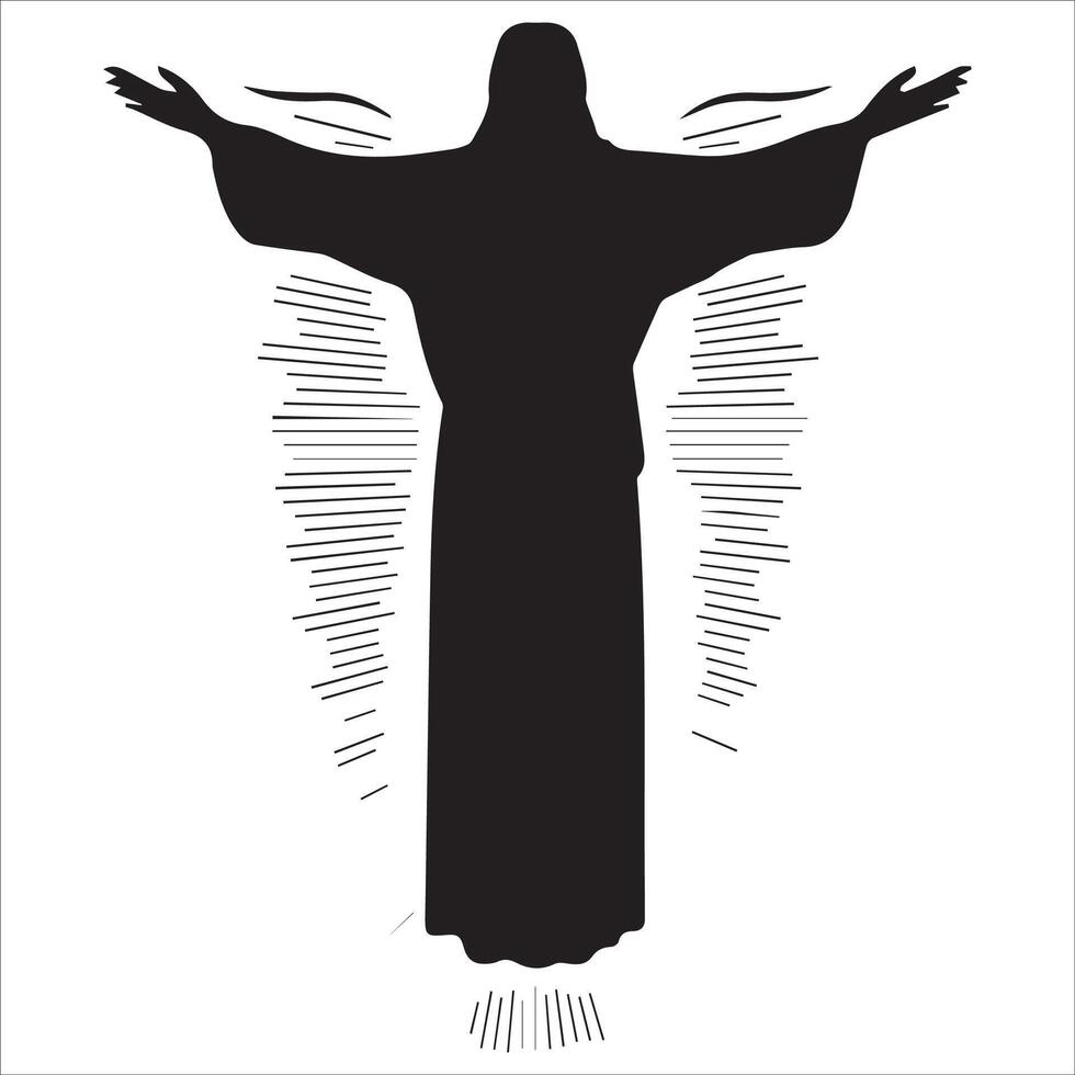 Jesus with Open Hands Silhouette Illustration vector