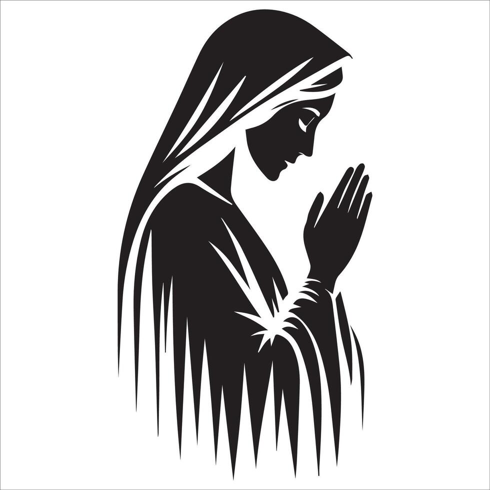 Mary in Devotion Praying vector