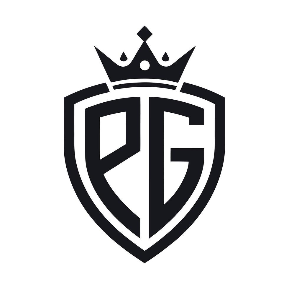 Modern Shield Logo with PG Initials and Crown Silhouette on White Background vector