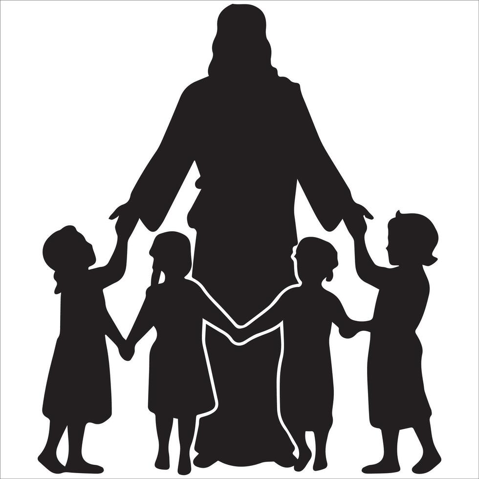 The Savior with Children Around Him vector