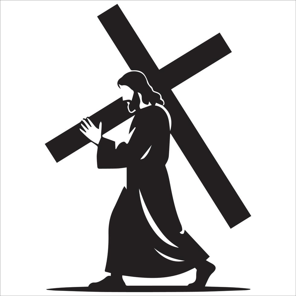 Jesus Carrying the Cross Silhouette Illustration vector