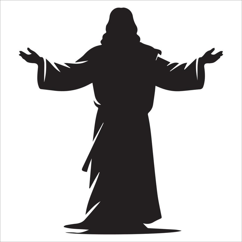 Compassionate Jesus Extending Both Hands Silhouette vector