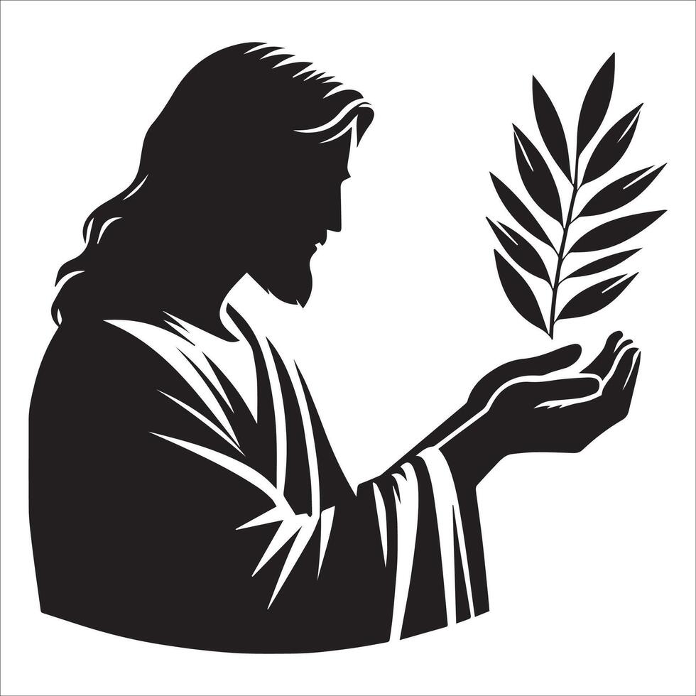 The Hand of Peace Jesus with an Olive Branch vector